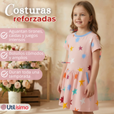 Vestido Manga Corta Estrellas Algodón Niña