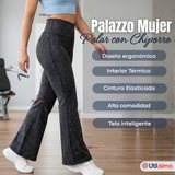 Calza Polar Con Chiporro Palazzo Mujer Elasticada Térmica Negro Jeans