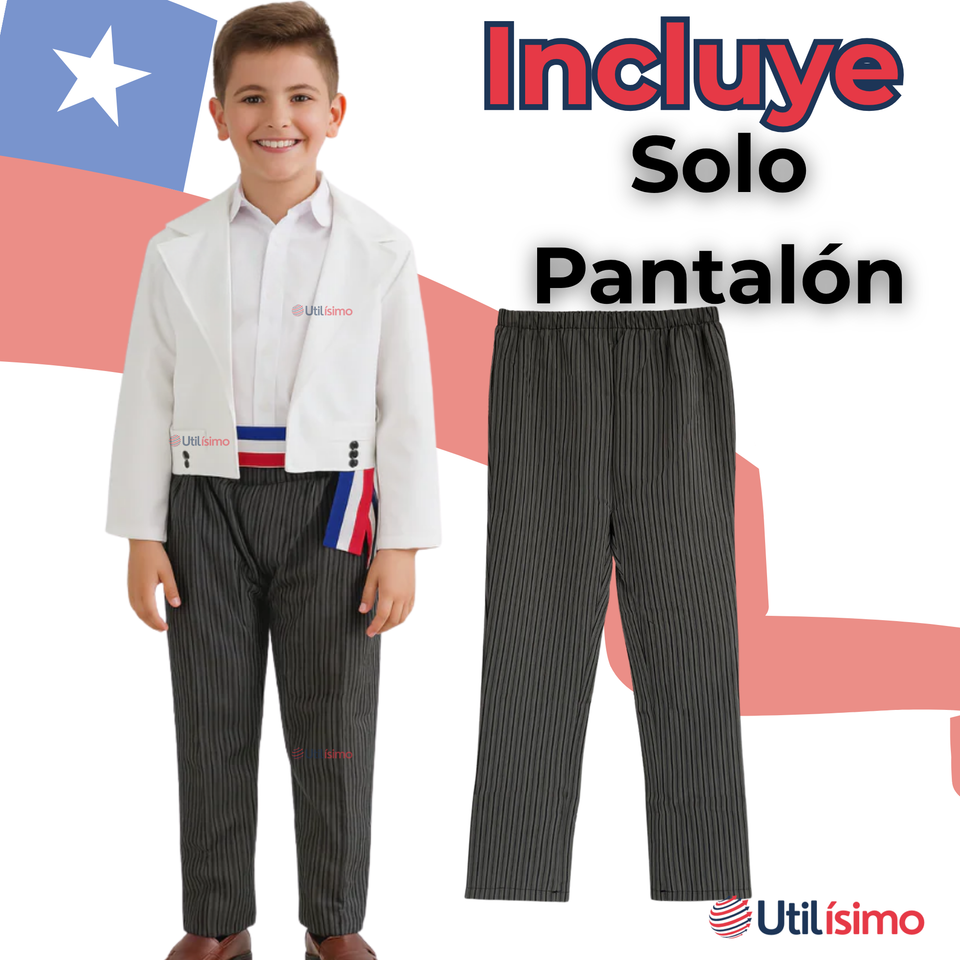 Pantalón Huaso Niño Gris con Rayas Fiestas Patrias