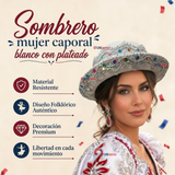 Sombrero Gorro Caporal Mujer Fiestas Patrias Blanco Baile Típico