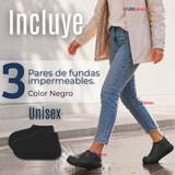Pack 3 Pares Fundas Cubre Zapatos Negro Impermeable Surtidas Silicona Antideslizante