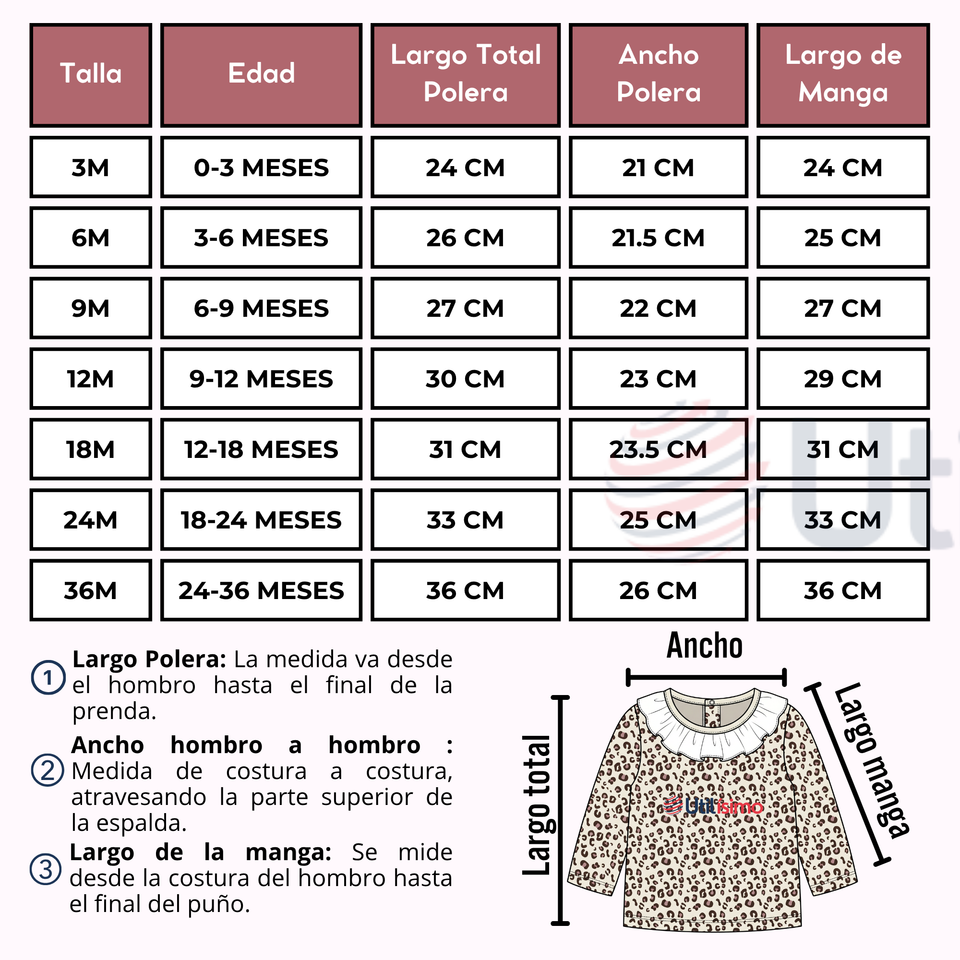 Conjunto 2 Piezas Jardinera Polera Manga Larga 100% Algodón Tedmimak Bebé Niña Jumper