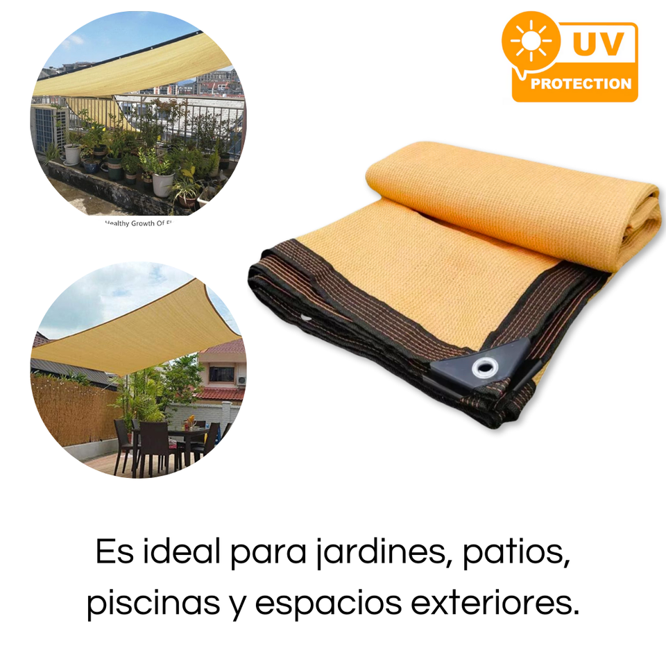 Malla Sombreadora Toldo Vela Rectangular 5x5m Hdpe Beige Protección UV