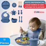 Set De Alimentación Bebé Silicona Con Vaso 11 Piezas Libre BPA