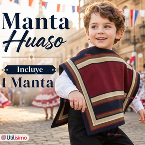 Manta Poncho Huaso Niño Juvenil Baile Cueca Fiestas Patrias
