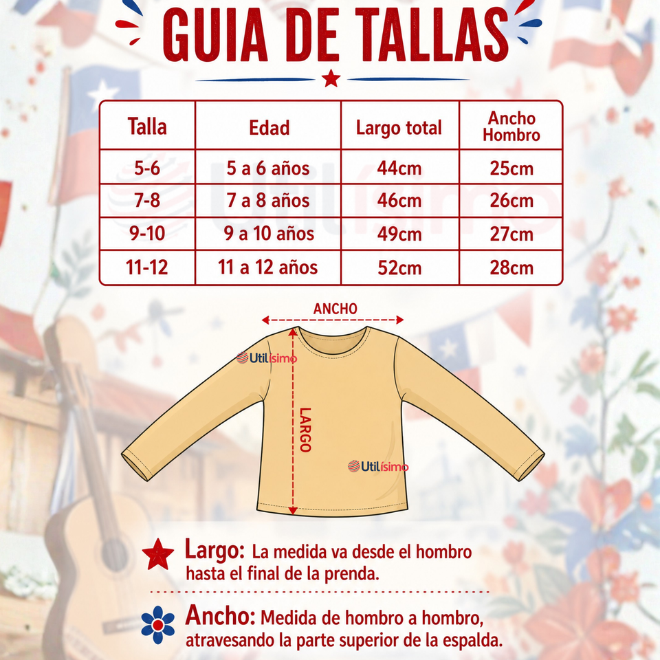 Pack 3 Poleras Camisas Panty Segunda Piel Elástica Niña Fechas Patrias