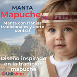 Set Poncho Manta Mapuche LANA GRUESO 60x35CM +TRARILONCO CINTILLO MAPUCHE 87CM Fiestas Patrias