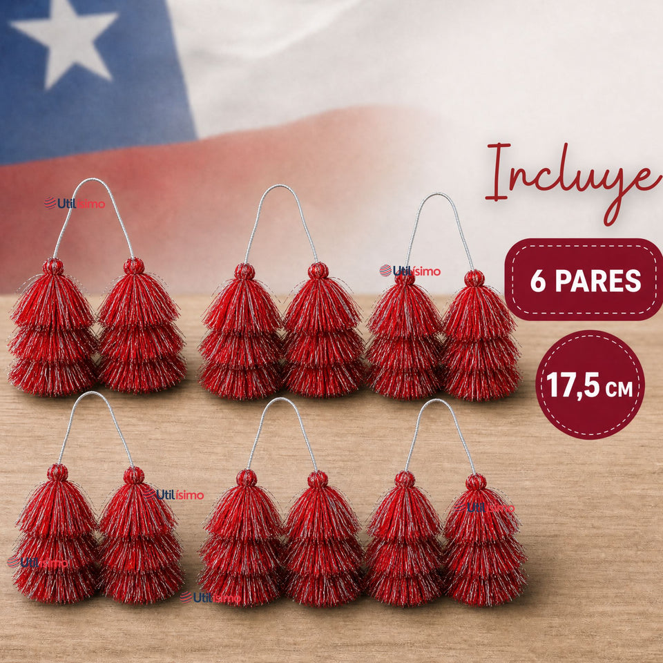 Pack 6 Tulmas Peinado Accesorio Sambo Caporal Rojo Baile Típico