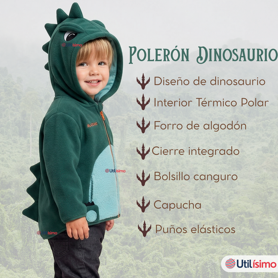Polerón Polar Con Capucha Invierno Bebé Niño Dinosaur