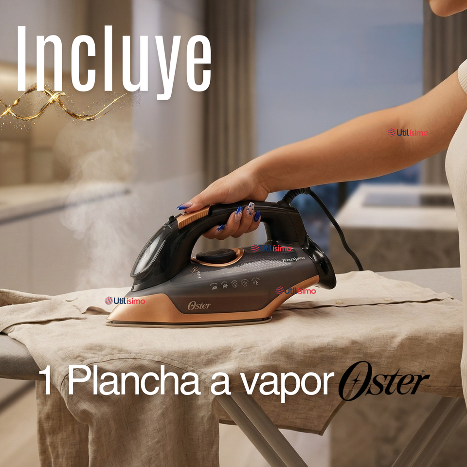 Plancha de vapor Oster® PressXpress S9000 Suela XL con diamante bronce GCSTPX9001-052