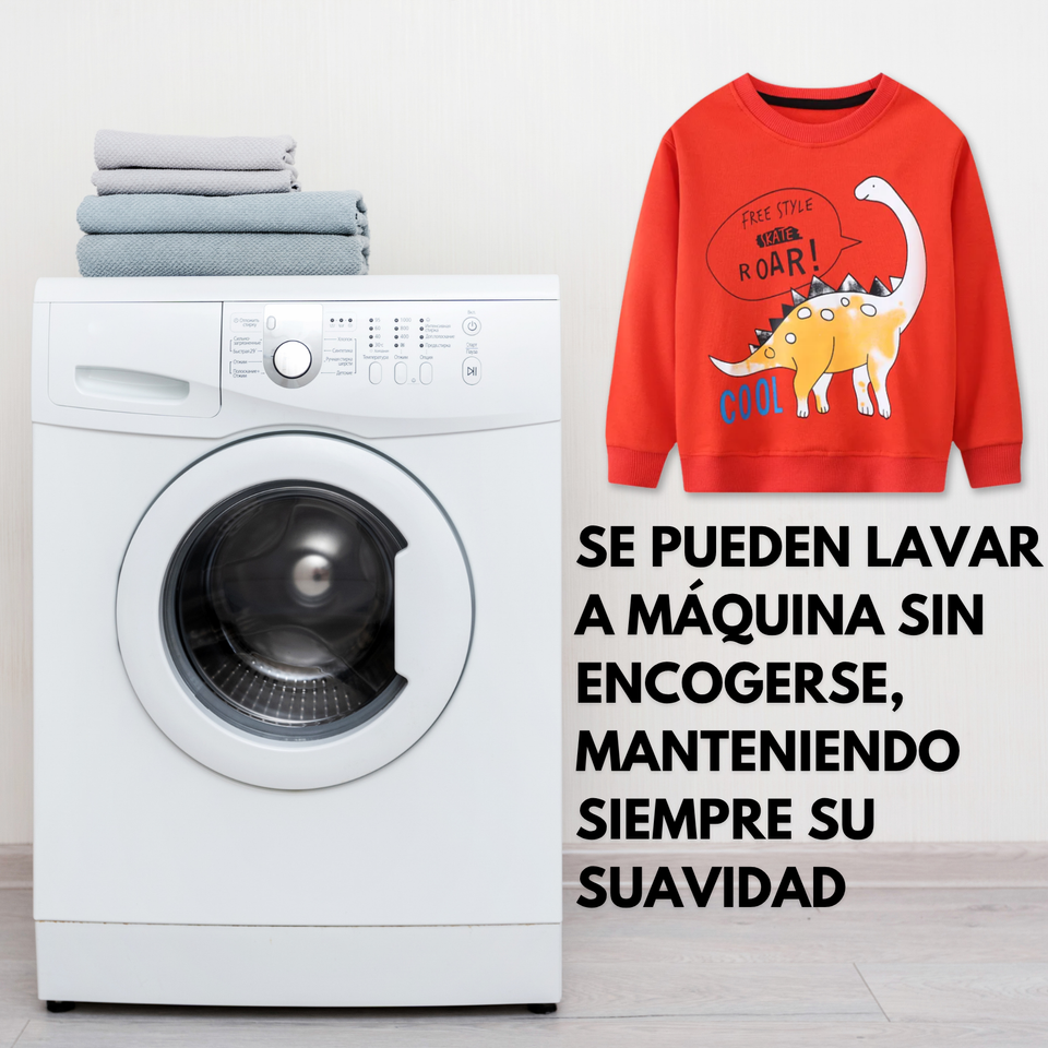 Polerón Algodón Cuello Redondo Niño Naranja Dinosaurio