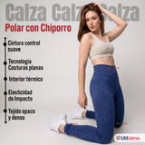 Calza Polar Con Chiporro Térmica Mujer Elásticada Azul Jeans
