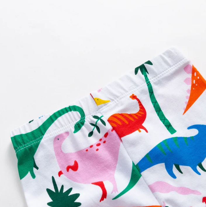 Calzas Niña Dinosaurios De Colores Blanco Jump Kids 100% Algodón