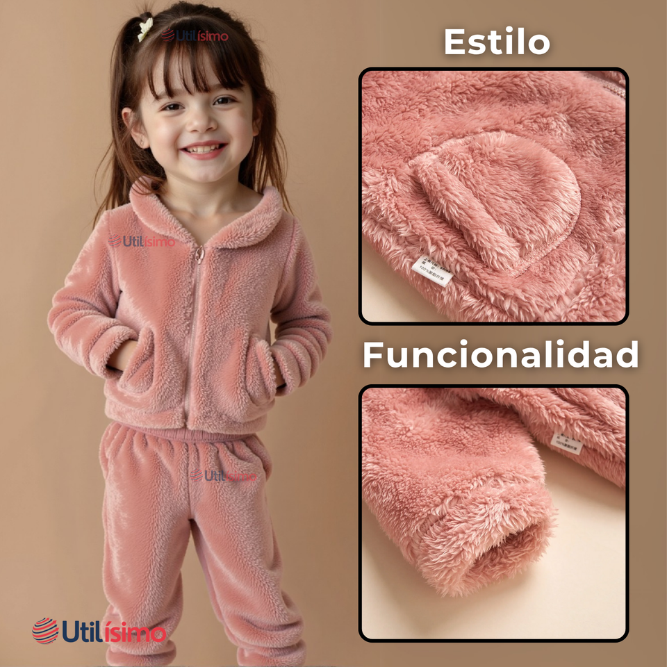 Conjunto Frizado Polar 2 Piezas Niña Rosado