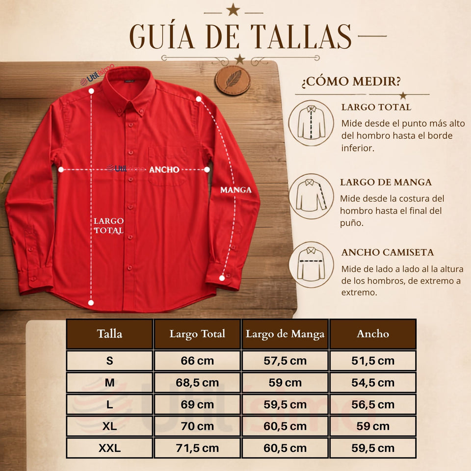 Camisa Roja Huaso Clásica Regular Fit Casual Manga Larga