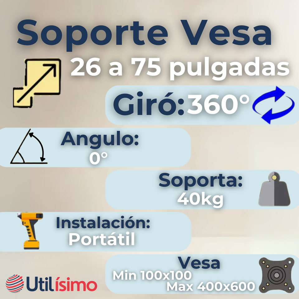 Soporte TV Premium Portátil Con Ruedas 45Kg 26 a 75 Pulgadas 26 32 40 43 50 55 60 65 70 75