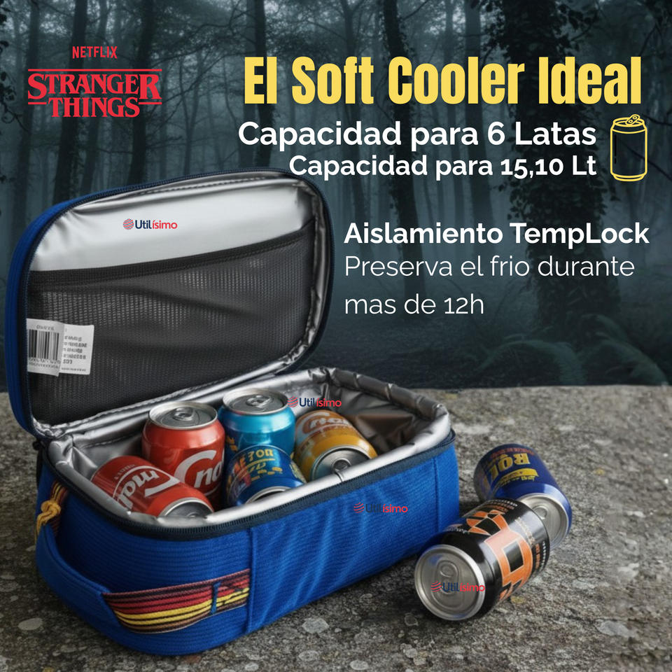 Soft Cooler Coleman Stranger Things™ 6 Latas Azul Bolso Mochila