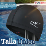 Gorro Natación Baño Poliuretano Color Negro 12 Años En Adelante