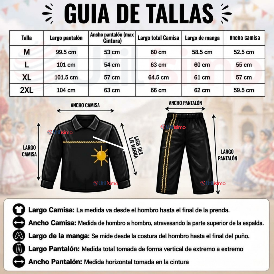 Traje Caporal Típico Completo Con Sombrero Negro Hombre Fiestas Patrias