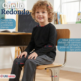 Polera Camiseta Polar Negra Primera Capa Escolar Cuello Redondo Manga Larga Niño