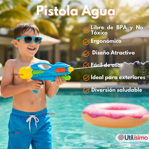 Pistola Lanza Agua 32 cm Juguete Agua Niño Niña Colores Surtidos