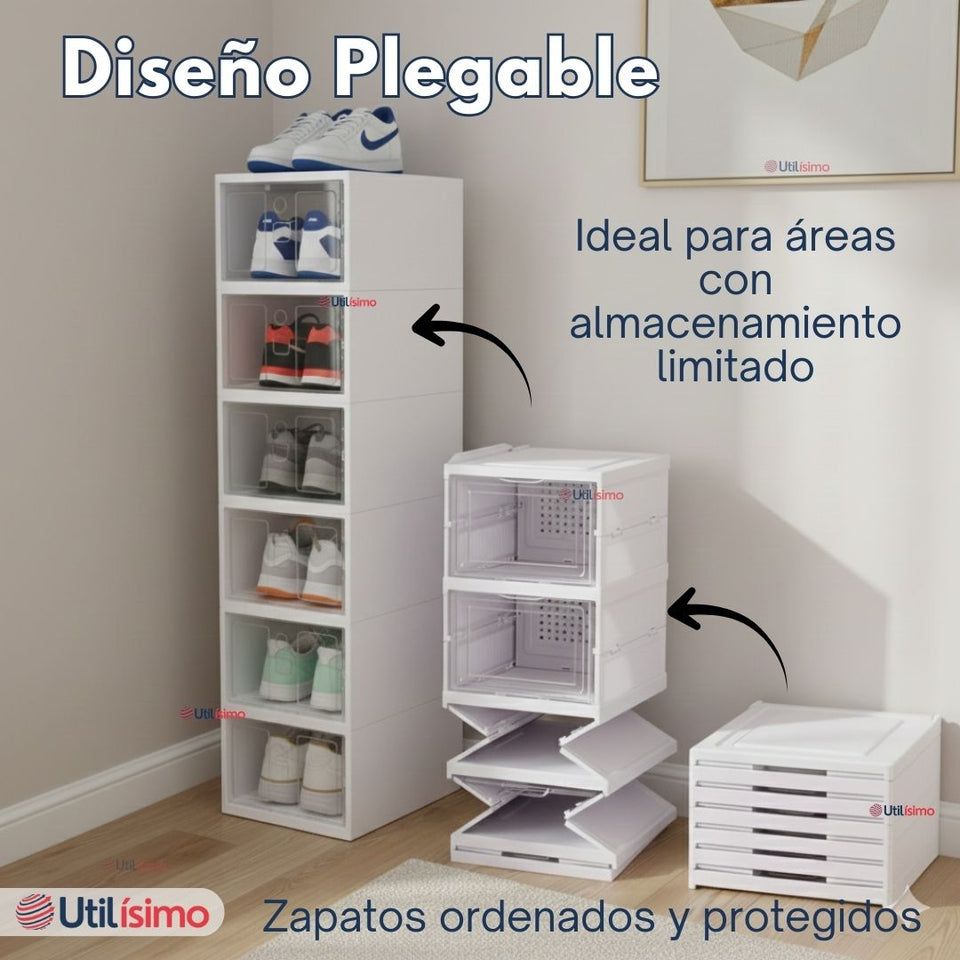 Zapatera Plegable 6 Niveles Cajas Organizadoras Apilable Color Blanco