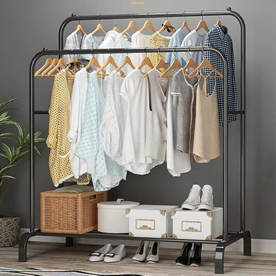 Perchero Organizador de Ropa Tendedero Acero Inoxidable Doble