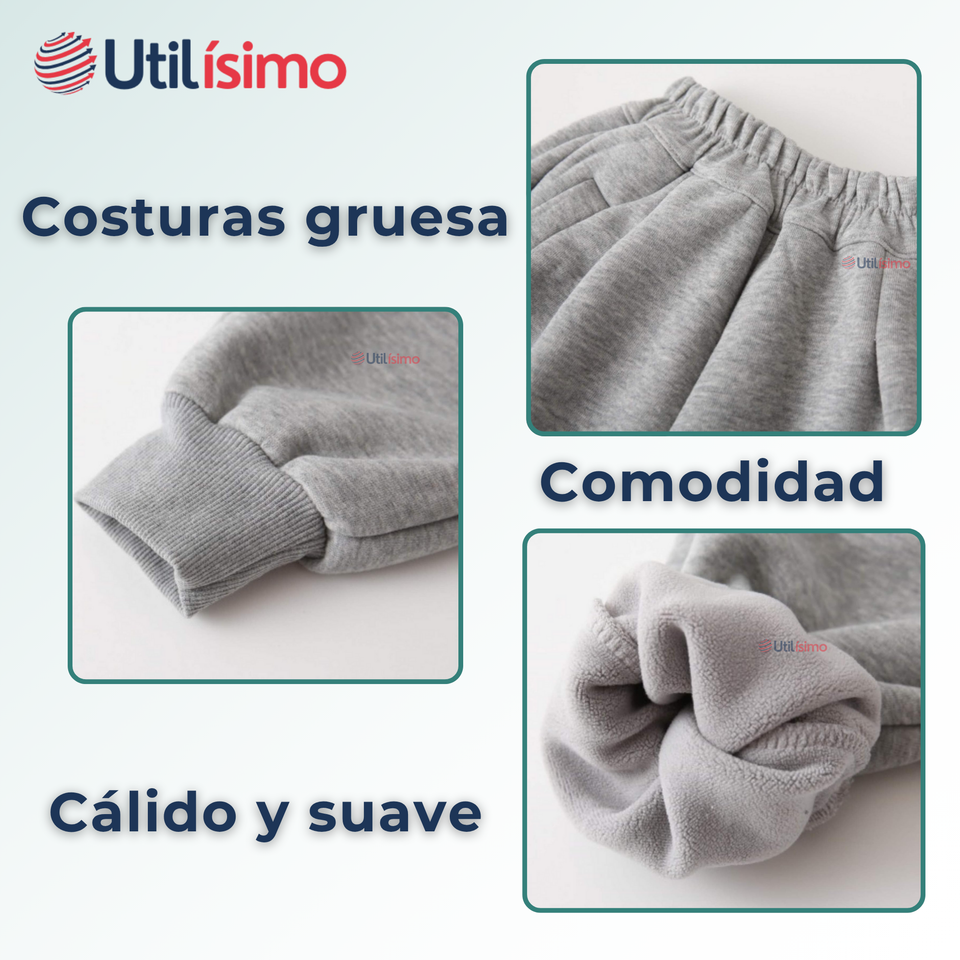 Buzo Bebé Niño Forrado en Polar Gris Pantalón