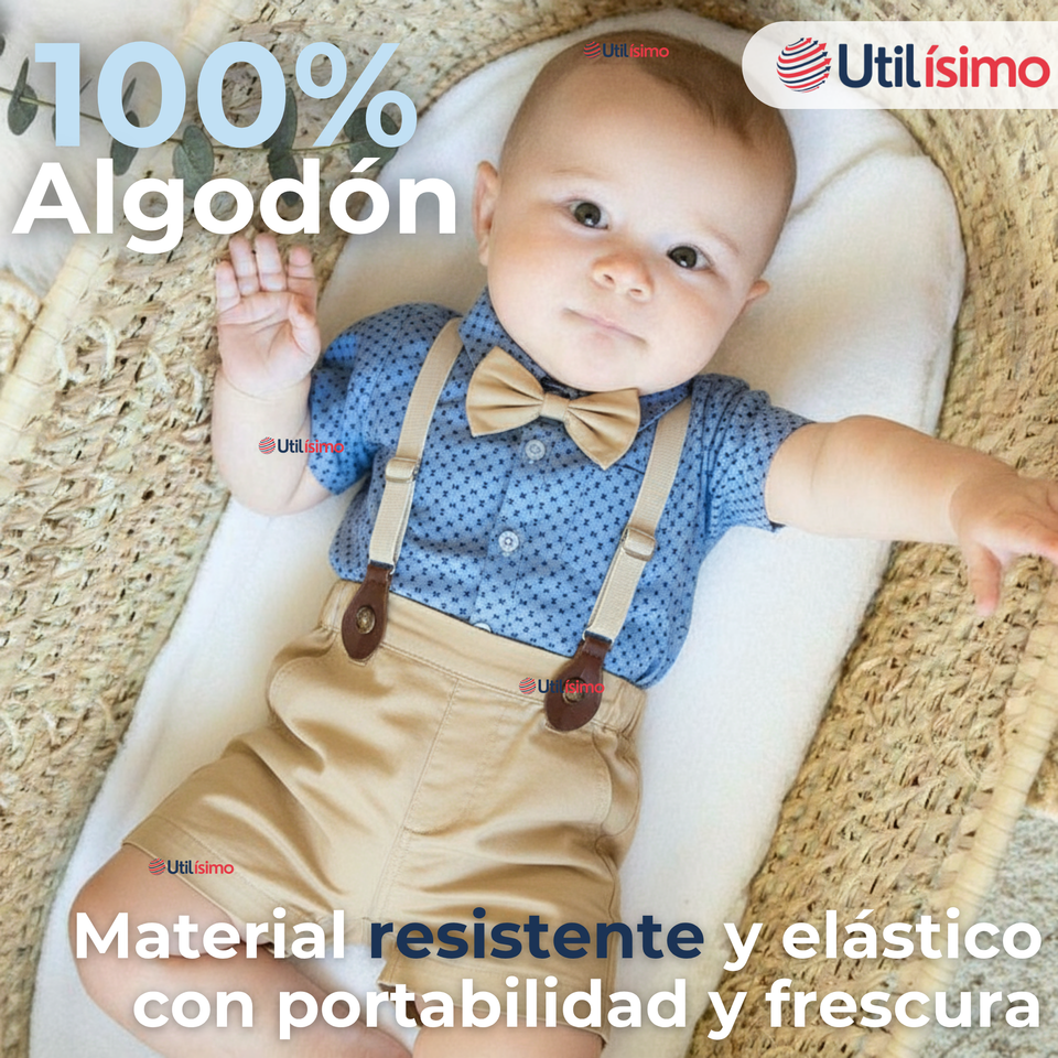 Conjunto de Vestir con Tirantes Camisa Pantalón Corto Algodón Niño