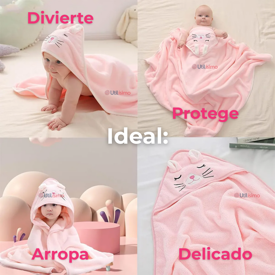 Toalla de Bebé Con Capucha Animales Surtido Niña