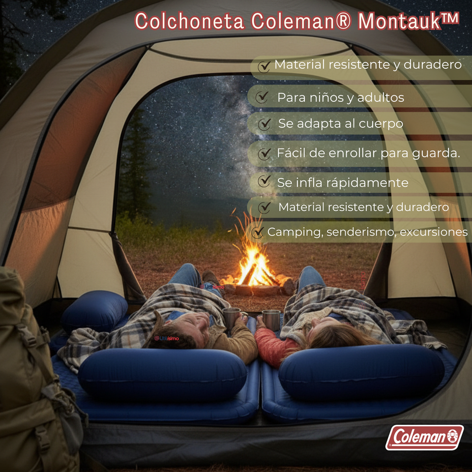 Colchoneta Coleman® Montauk™ Inflable Para Adultos Azul Nocturno