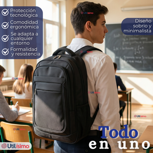 Mochila Jumbo Multifuncional Viaje Cabina Escolar Ejecutiva Impermeable Resistente Notebook 53cm Negro 28L