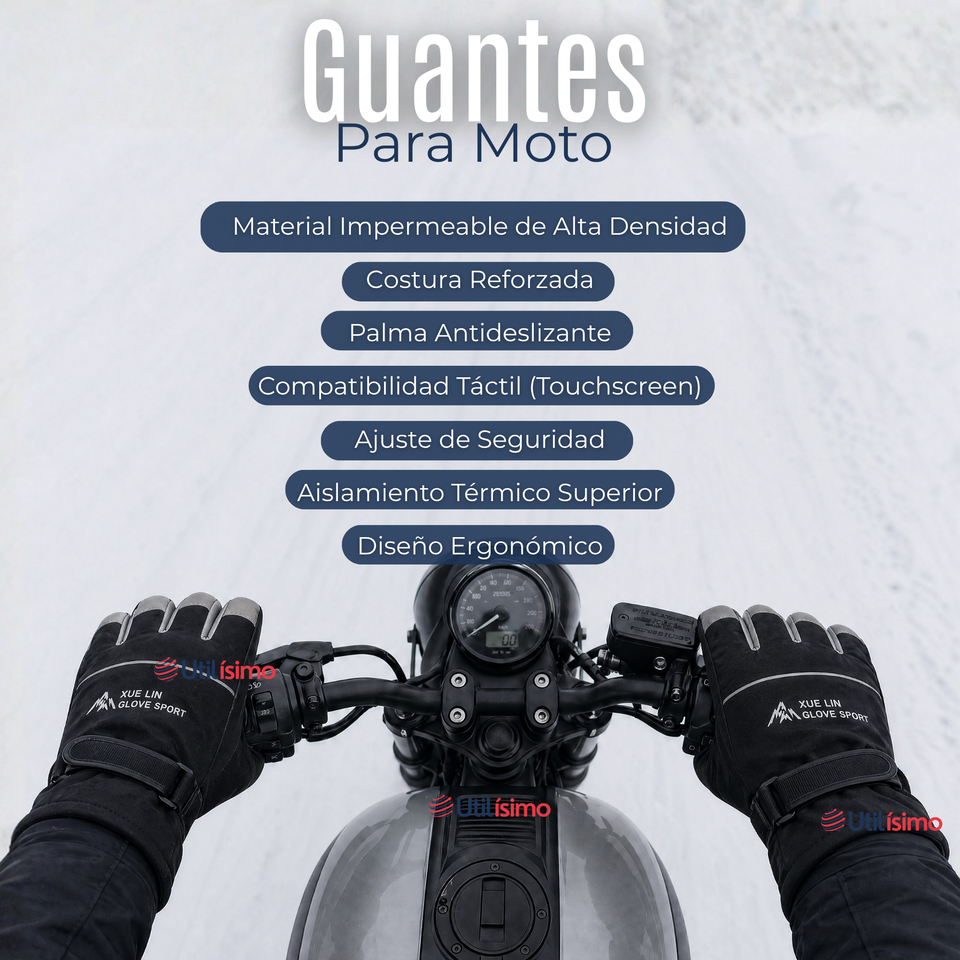 Guantes Para Moto Impermeables Negro Touchscreen Antideslizantes Térmicos
