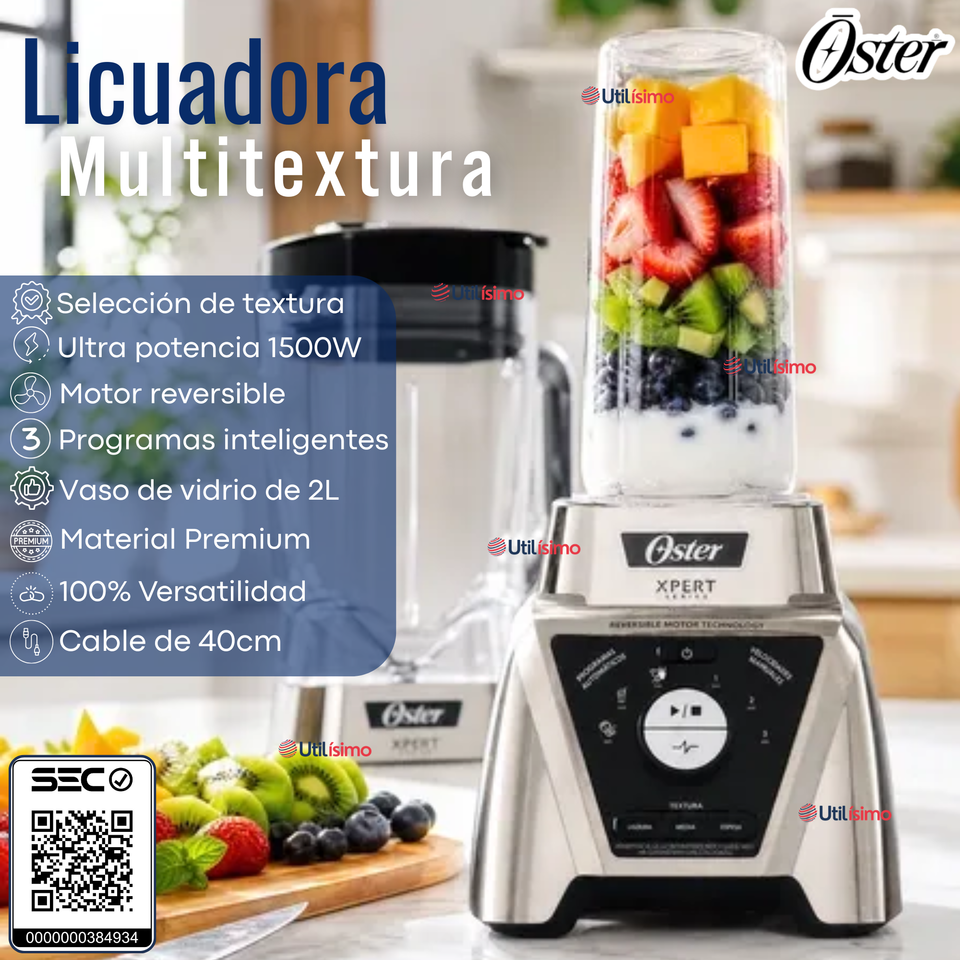 Licuadora Xpert Series™ niquelada con control de textura y un Blend N Go BLST3BCPG