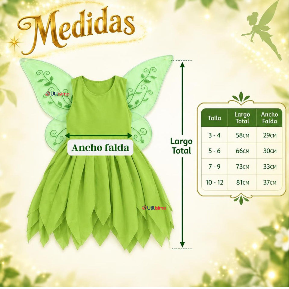 Disfraz Infantil Tinkerbell Campanita Niña Cuento De Hadas