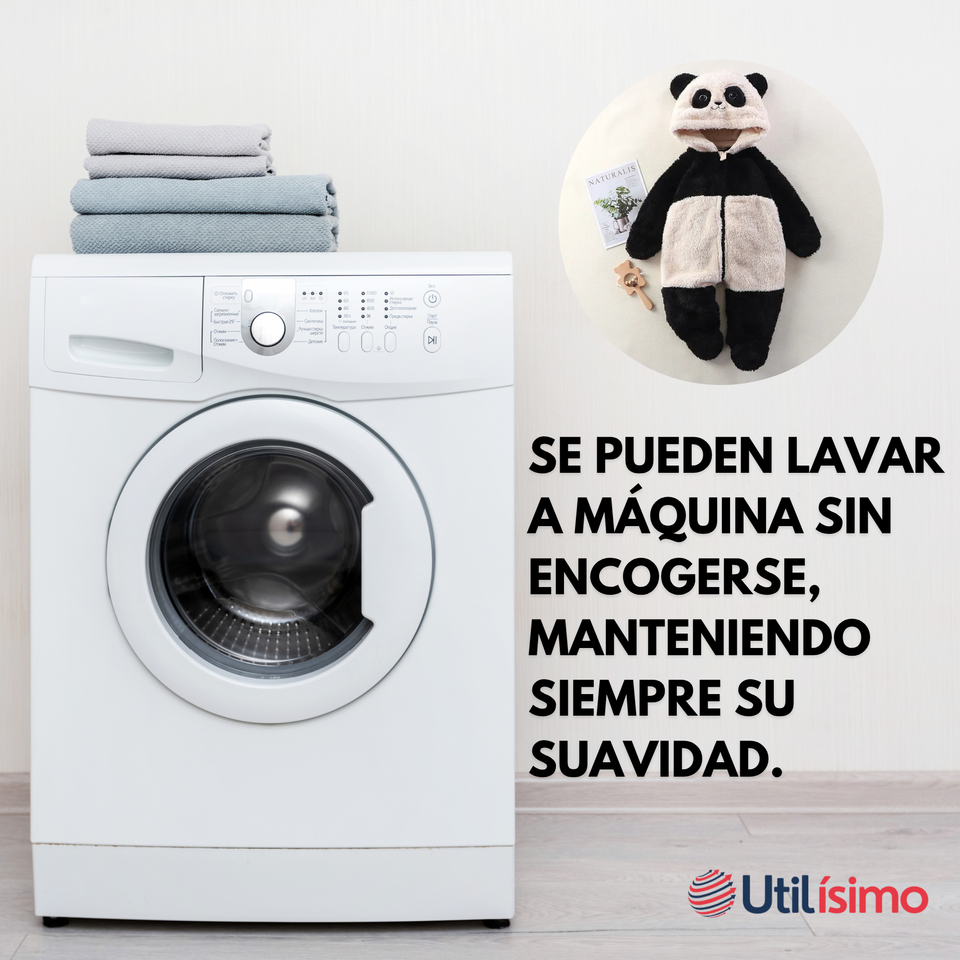 Enterito Panda con Capucha bebe Polar Blanco y Negro