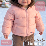 Parka Osito Con Capucha Manga Larga Rosado Niña Infantil