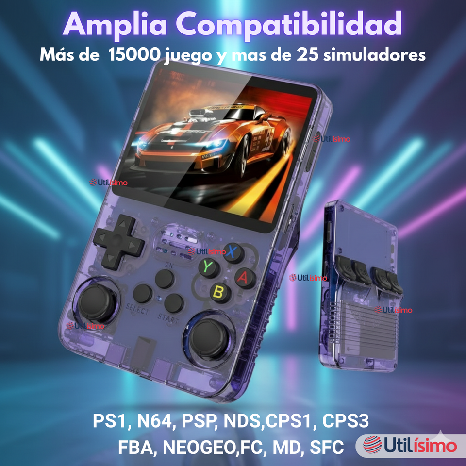 Pantalla IPS Retro Gaming Portátil R36s 64GB Consola Recargable USB