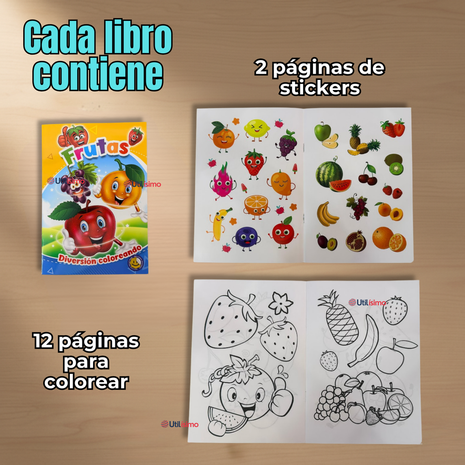 Pack 3 Libro Para Colorear Pintar  Educativo Con Stickers Diseños Surtidos