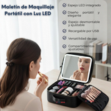Estuche Maquillaje 2 en 1 Bolso Cosmetiquero Espejo Con Luz Led Organizador
