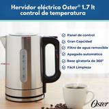 Hervidor eléctrico Oster® 1.7 lt control de temperatura BVSTKT8970