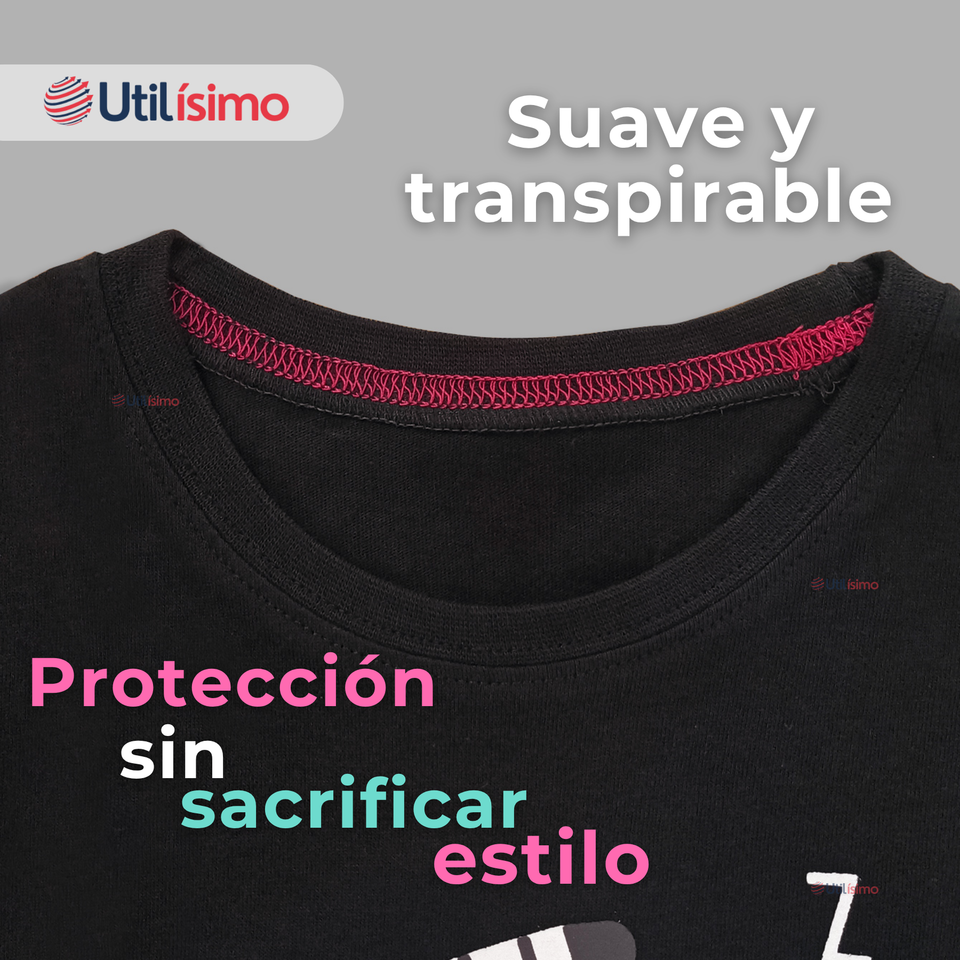 Polera Manga Larga Niña 100% Algodón Zebra Negro Camiseta