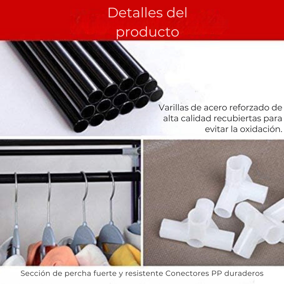 Práctico Armario Closet Ropero Portátil De Tela Color Grey