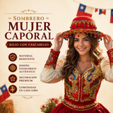 Sombrero Gorro Caporal Mujer Fiestas Patrias Rojo Con Cascabeles Baile Típico