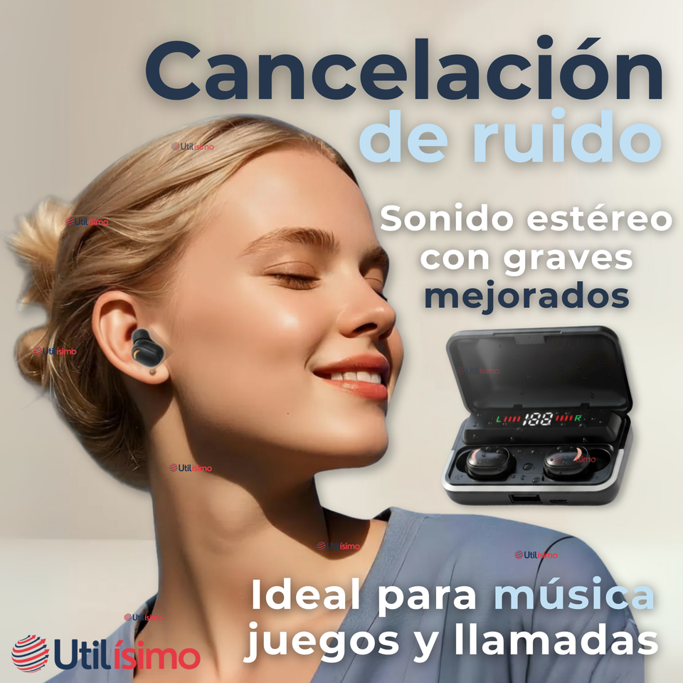 Audífonos Inalámbricos Bluetooth iOS Android Sonido Estéreo Negro