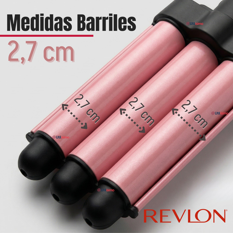 Onduladora De Pelo Revlon Waver Jumbo De 3 Barriles 120W Rosa