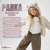 Parka Bebé Niña Beige Térmica Acolchada Con Orejitas Sweet Winter