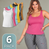 Pack 6 Poleras Camisetas Sin Mangas Fibra De Bambú Básicas Lisa Elástica Mujer Colores Surtidos