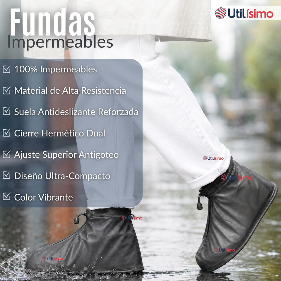 Fundas Cubre Calzado Impermeables Aislante Lluvia Negro Hombre 1 Par