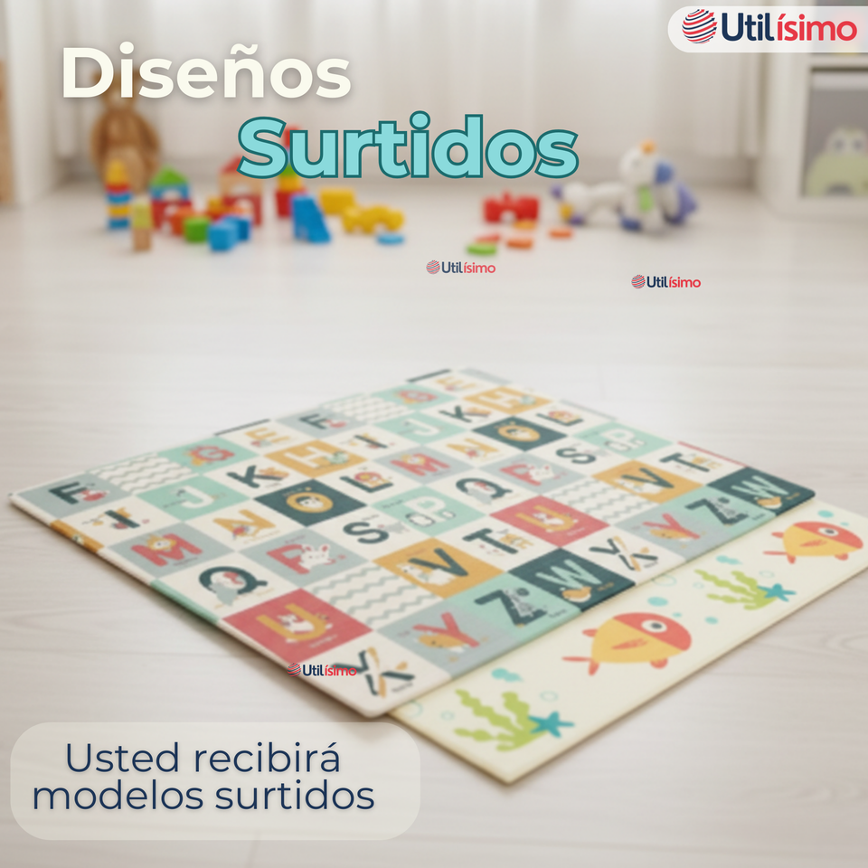 Alfombra Antigolpe Tapete Plegable Reversible para Bebés 200cm Surtido
